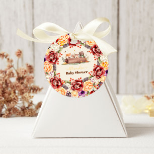 Falling in Love Baby Woodland Baby Shower Classic Round Sticker