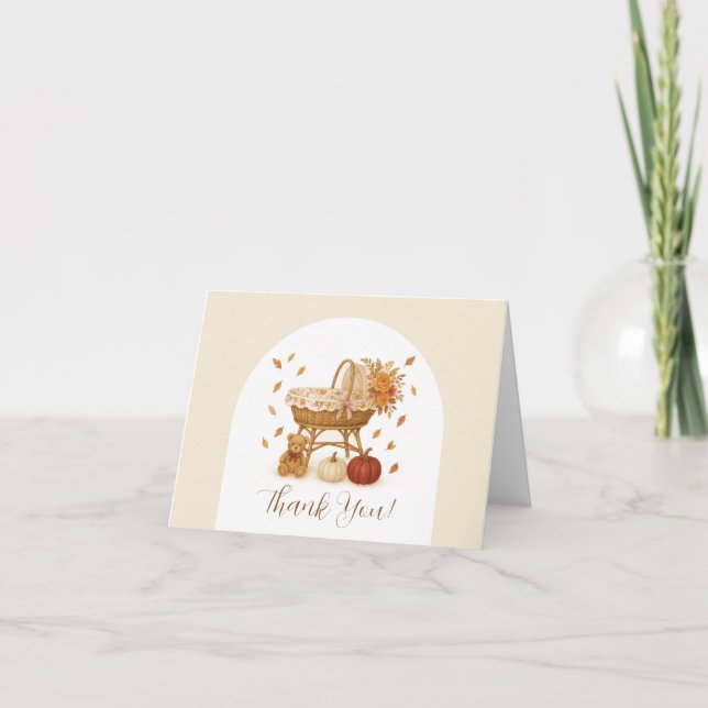 Falling in Love Boho Baby Shower Thank You Card (Front)
