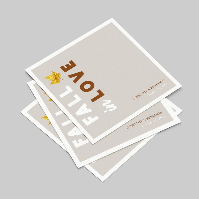 Falling in Love: Custom Script Fall Wedding Napkin (Falling in Love: Modern Script Fall Wedding Napkins)