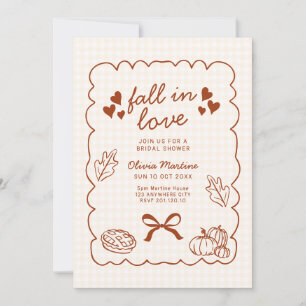 falling in love doodle fall bridal shower invitation