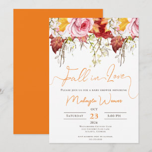 Falling in Love  Editable autumn Baby Shower Invitation