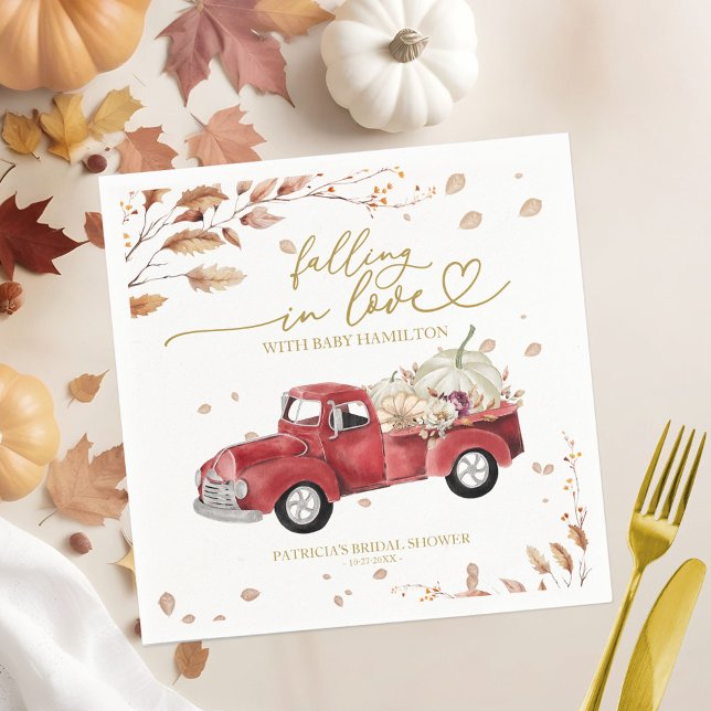 Falling In Love Fall Baby Shower Napkin (Creator Uploaded)