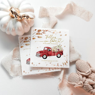Falling In Love Fall Red Vintage Truck Baby Shower Napkin