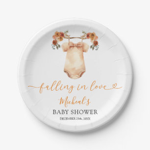 Falling In Love Floral Baby Clothes Baby Shower Paper Plate
