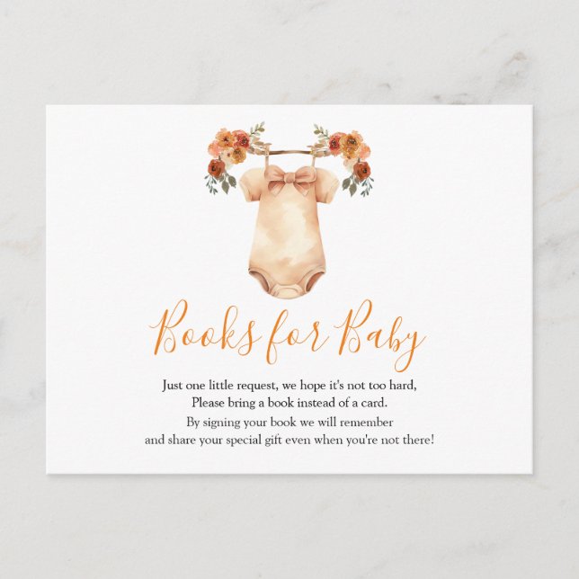 Falling In Love Floral Baby Shower Books For Baby Postcard (Front)