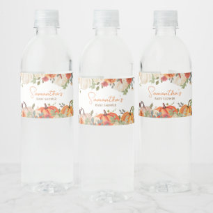 Falling In Love Floral Pumpkin  Water Bottle Label