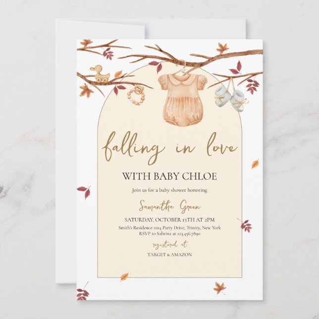 Falling in Love Little Pumpkin Baby Shower Invitation (Front)