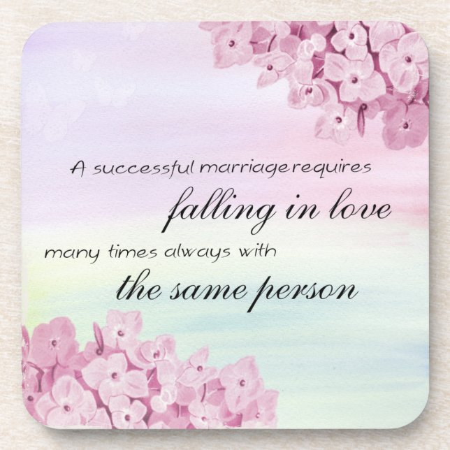 Falling in Love Marriage Inspirational Quote Coaster (Front)