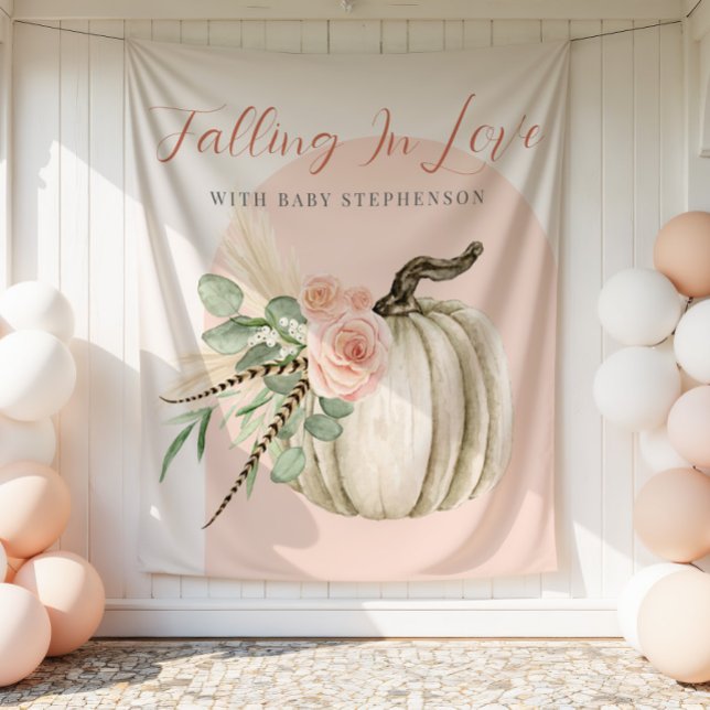 Falling In Love Pink Arch Autumn Pumpkin Tapestry (Creator Uploaded)