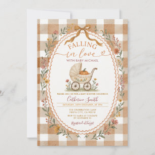 Falling in Love Pumpkin Baby Carriage Baby Shower Invitation