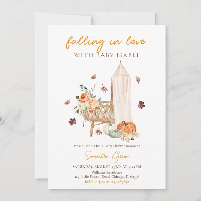 Falling in Love Pumpkin Baby Shower Invitation (Front)