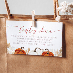Falling in Love Pumpkin Display Shower Bridal Enclosure Card