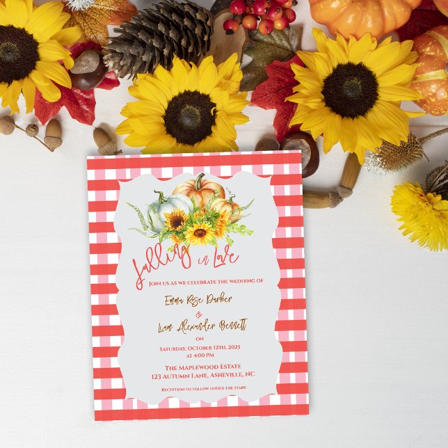 “Falling in Love” Pumpkins Fall Wedding Invitation (“Falling in Love” Pumpkins Fall Wedding Invitation)
