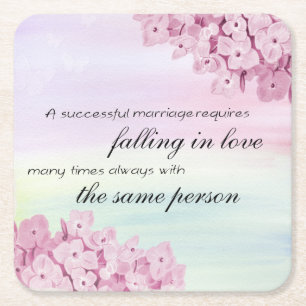 Falling in love quote square paper coaster