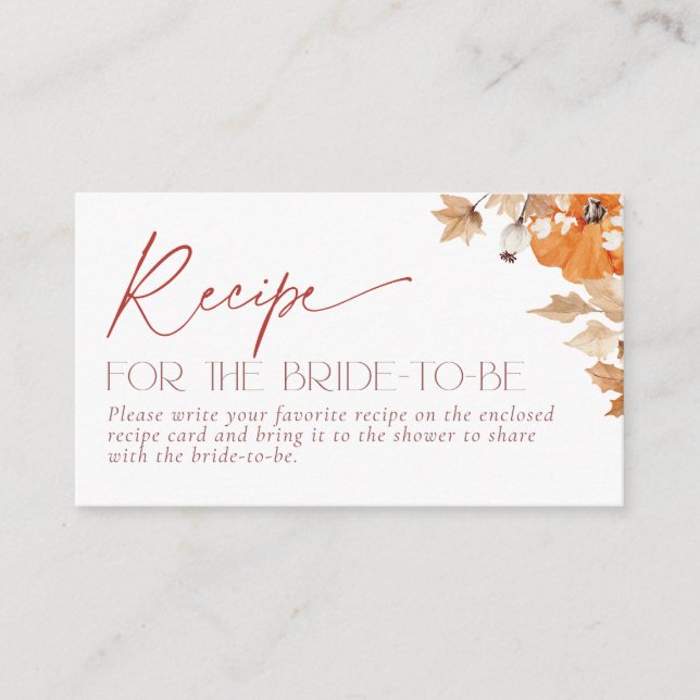 Falling in Love Recipe for the Bride-to-be Request Enclosure Card (Front)