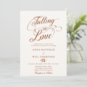 Falling in Love Swash Romantic Calligraphy Wedding Invitation
