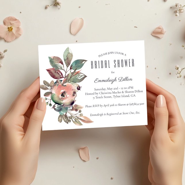 Falling In Love Watercolor Floral Bridal Shower Invitation (Creator Uploaded)