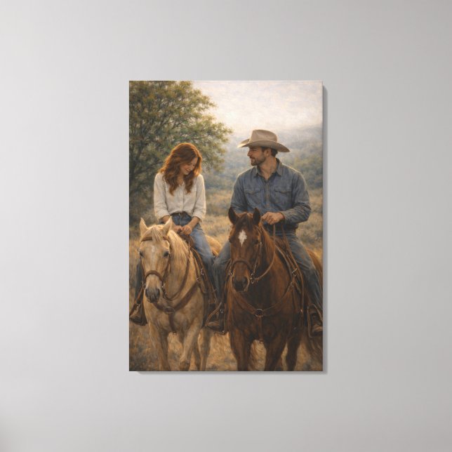 Falling in Stride | Western Horse Art | Stretched Canvas Print (Front)