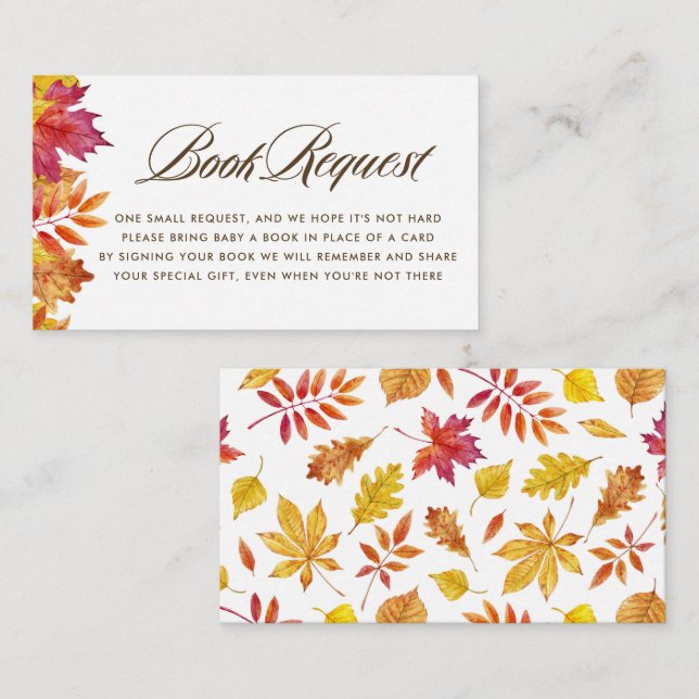 Falling Leaves Autumn Baby Shower Book Request Enclosure Card (Front/Back)