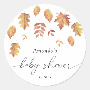 Falling leaves autumn baby shower  classic round sticker