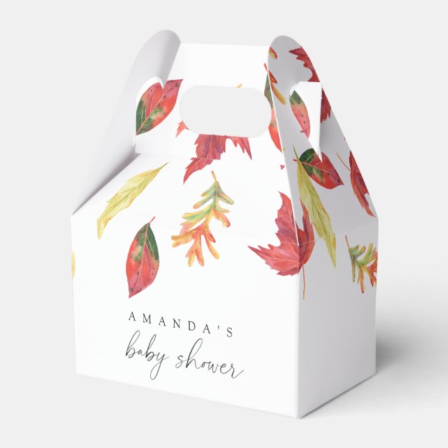Falling leaves autumn baby shower favour box (Front Side)
