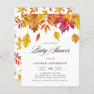 Falling Leaves Autumn Baby Shower Invitation
