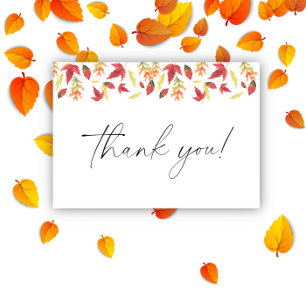 Falling leaves autumn baby shower - Thank You Card