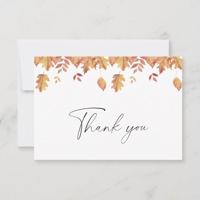 Falling leaves autumn baby shower - Thank You Card (Front)