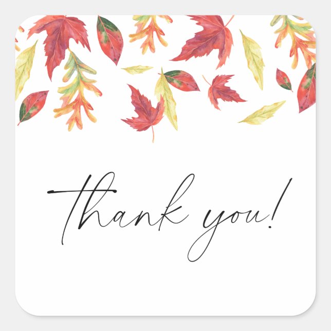 Falling leaves autumn baby shower Thank You Square Sticker (Front)