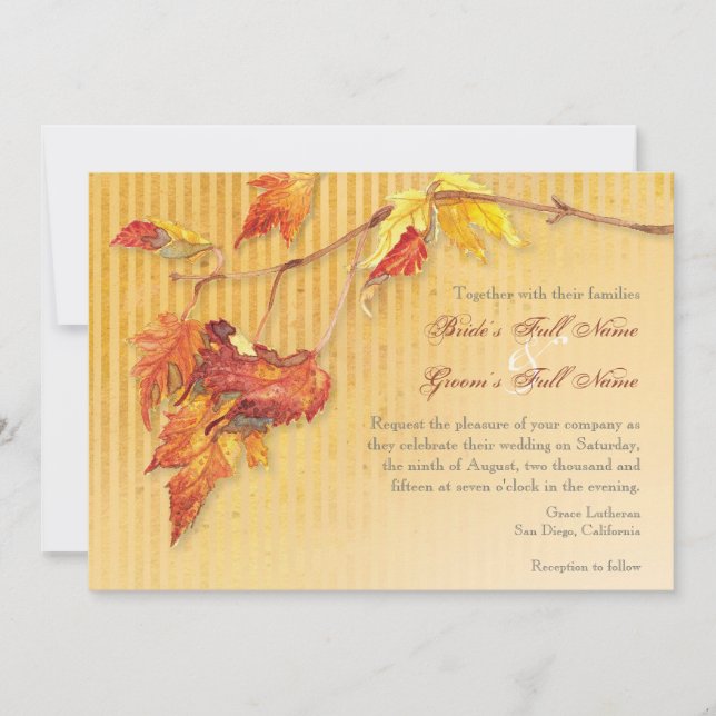 Falling Leaves - Autumn Fall Wedding Invitations (Front)