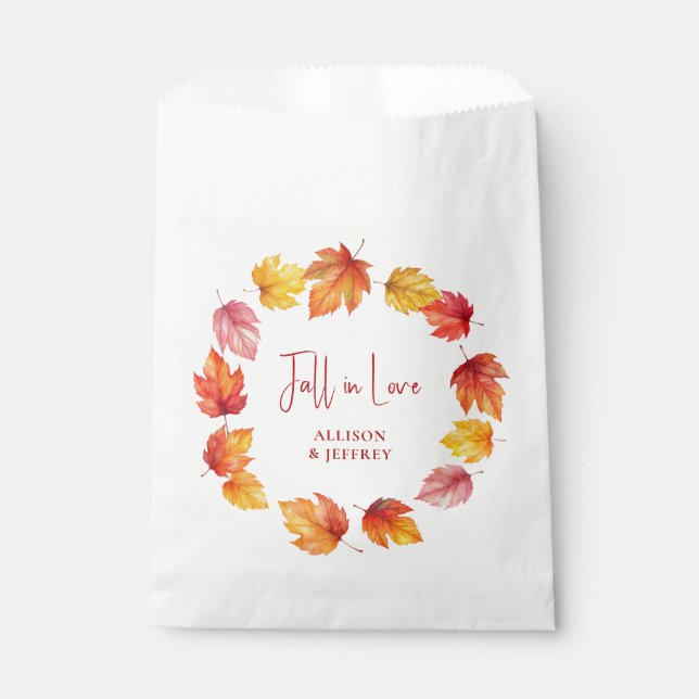 Falling Leaves Autumn Wedding Fall in Love Favour Bags (Front)