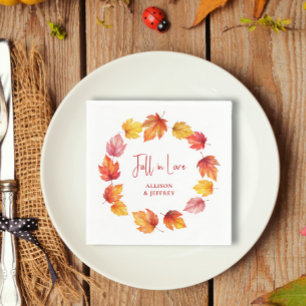 Falling Leaves Autumn Wedding Fall in Love Napkin