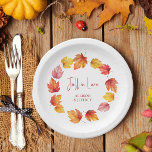 Falling Leaves Autumn Wedding Fall in Love Paper Plate<br><div class="desc">Beautiful watercolor fall leaves set this wedding suite apart from the rest. You may customise all of the text. Coordinating items available.</div>