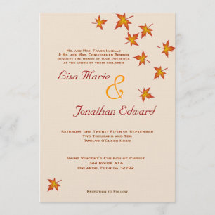 Falling Leaves Autumn Wedding Invitation 5x7 Linen