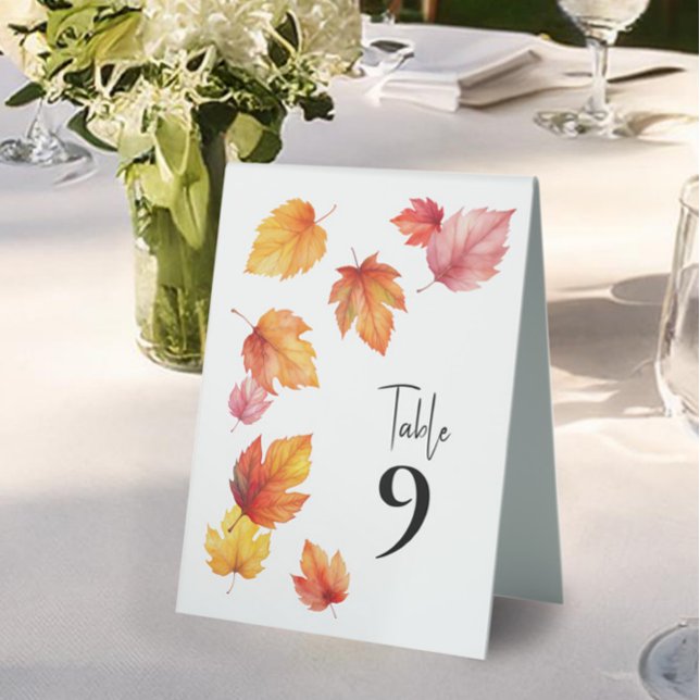 Falling Leaves Autumn Wedding Table Numbers, (Creator Uploaded)