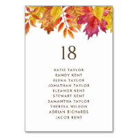 Falling Leaves Autumn Wedding Table Seating Plan