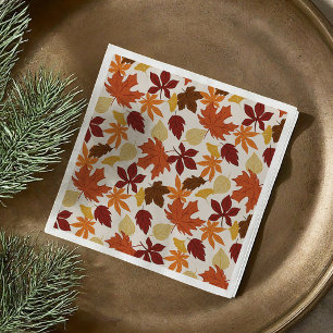 Falling Leaves Autumnal Thanksgiving Napkin