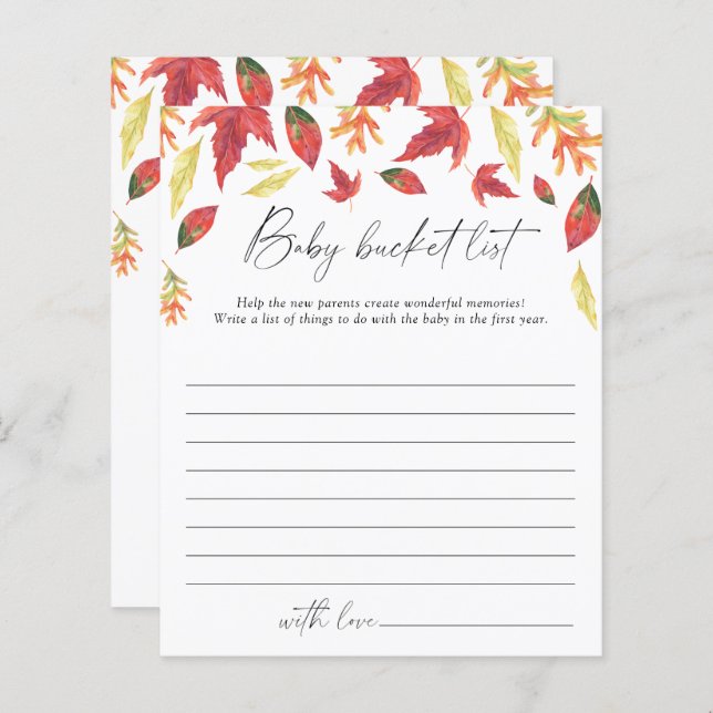 Falling leaves - Baby bucket list game (Front/Back)