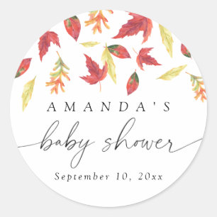 Falling leaves Baby Shower Classic Round Sticker
