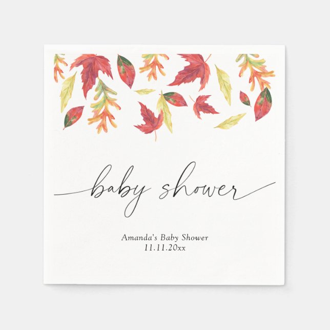 Falling leaves Baby Shower Napkin (Front)