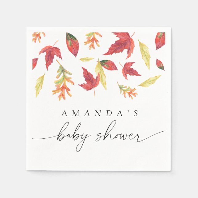 Falling leaves Baby Shower Napkin (Front)
