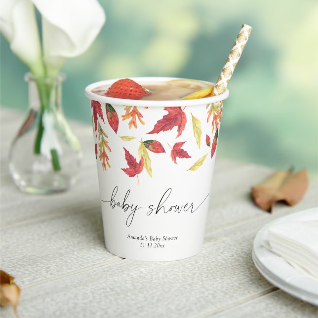 Falling leaves Baby Shower Paper Cups (Insitu)