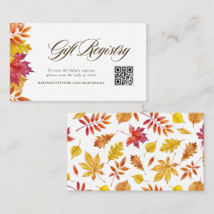 Falling Leaves Baby Shower QR Code Registry Enclosure Card