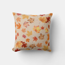 Falling leaves Beige Throw Pillow