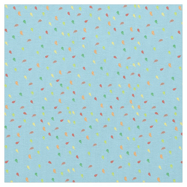 Falling Leaves - Blue Fabric (Close Up)