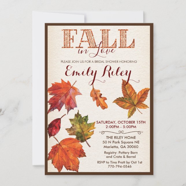 Falling Leaves Bridal Shower Invitation (Front)