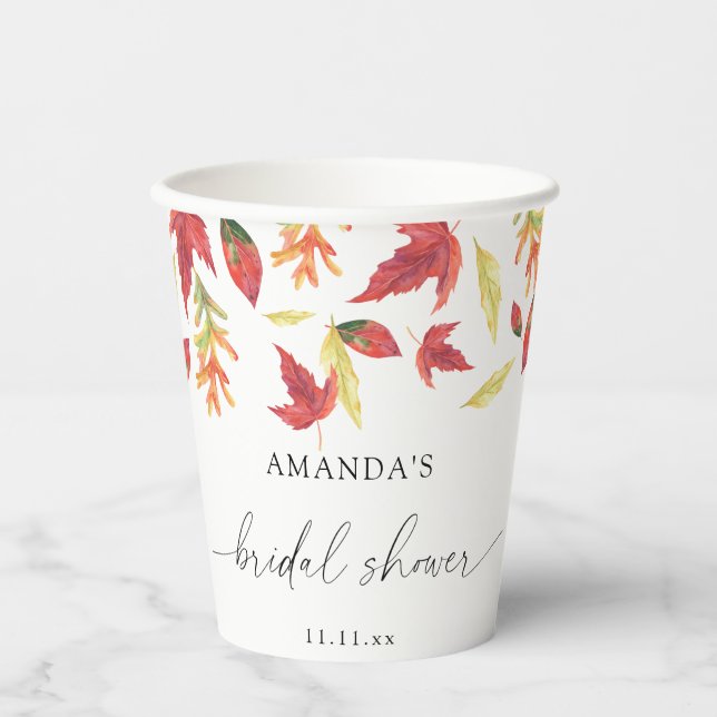 Falling leaves bridal shower paper cups (Front)