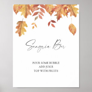 Falling leaves bridal shower - sangria bar poster
