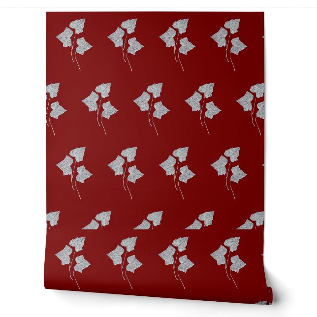 Falling Leaves Cinnamon Red  Wallpaper (Unrolling)