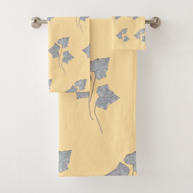 Falling Leaves Cream Bath Towel Set (Insitu)